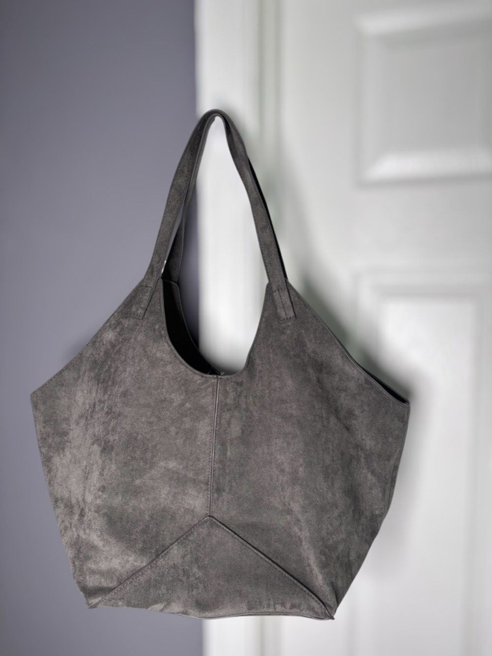 Universal Thread Gray Faux Suede Over Shoulder Bag